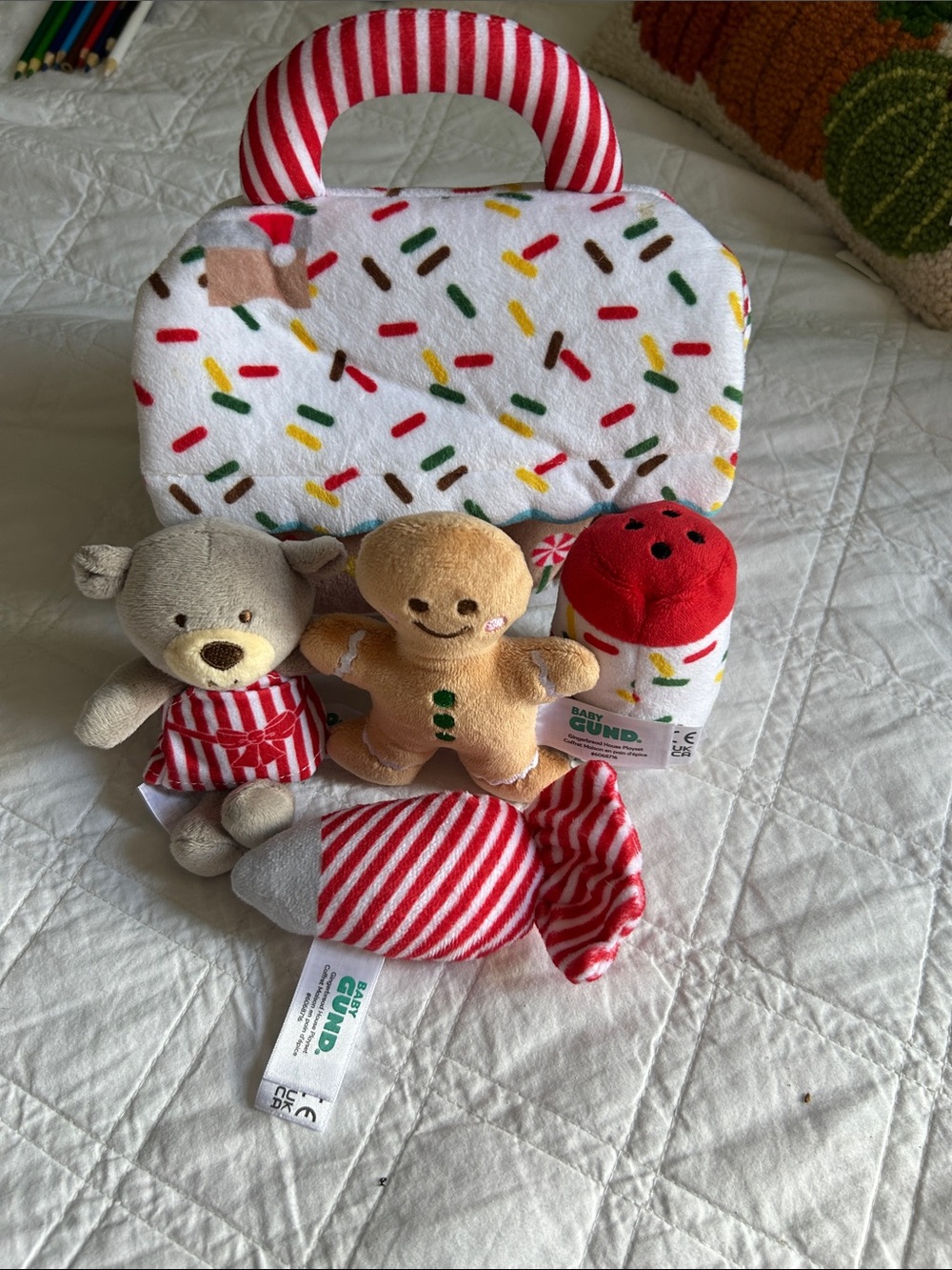 GUND Holiday Plush Playset – Red, White, Green, Yellow, Brown